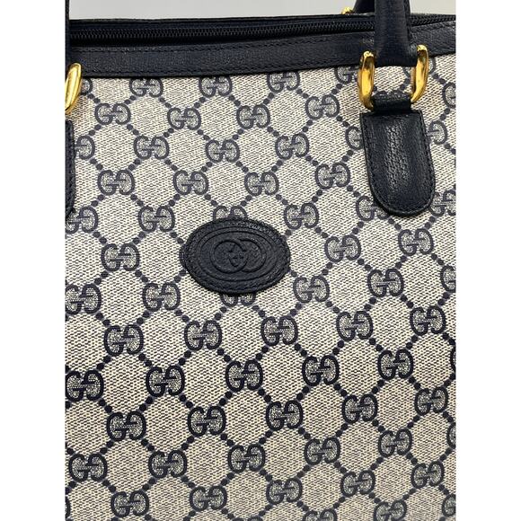 Gucci‎ Designer 80’s Vintage Monogram GG Navy Boston Top Handle Handbag Satchel - Picture 9 of 14